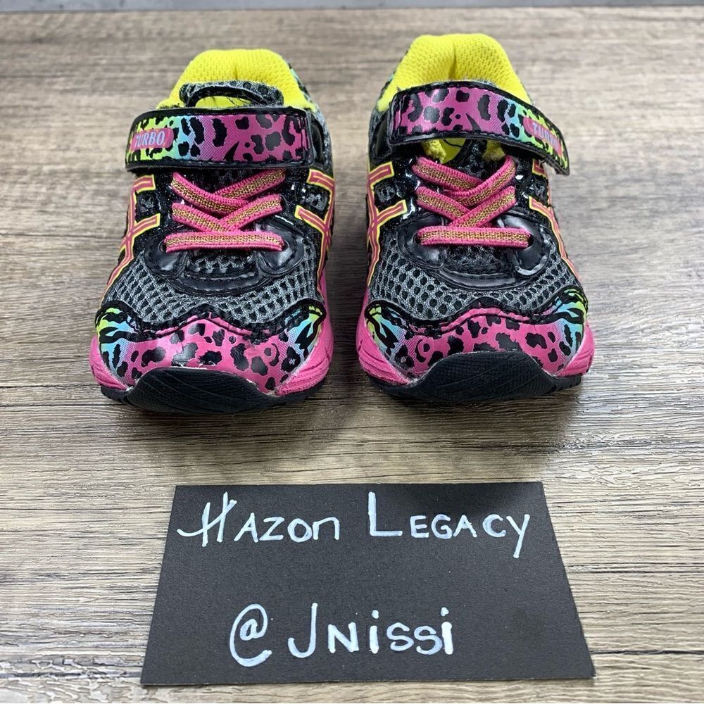 Asics~Toddler Girl’s~Turbo TS~Black/yellow/Pink Sneakers~Size 5k - Picture 3 of 8